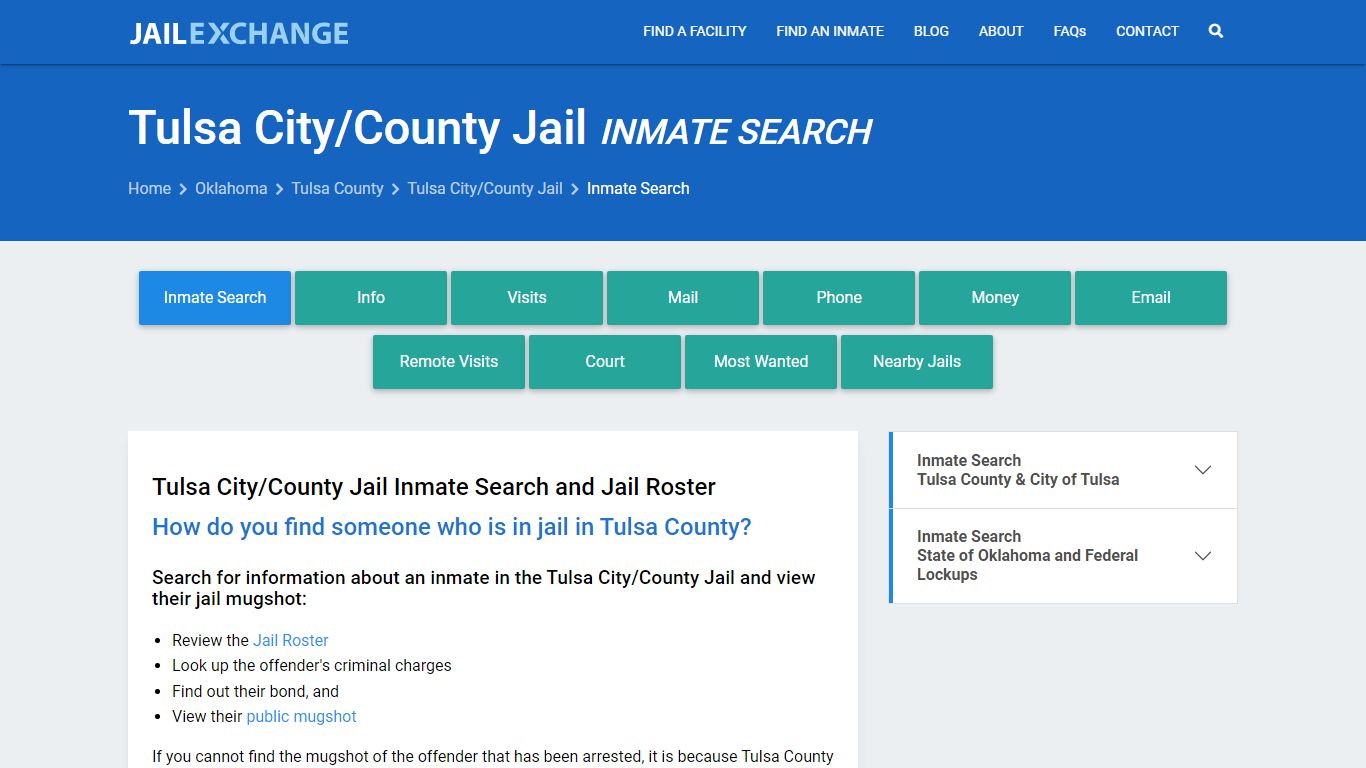 Inmate Search: Roster & Mugshots - Tulsa City/County Jail, OK