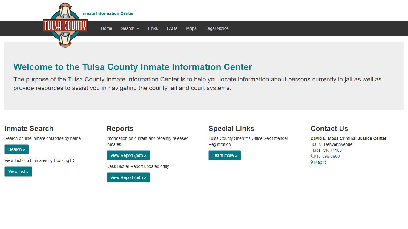 Booking Index - Inmate Information Center - Tulsa County, Oklahoma